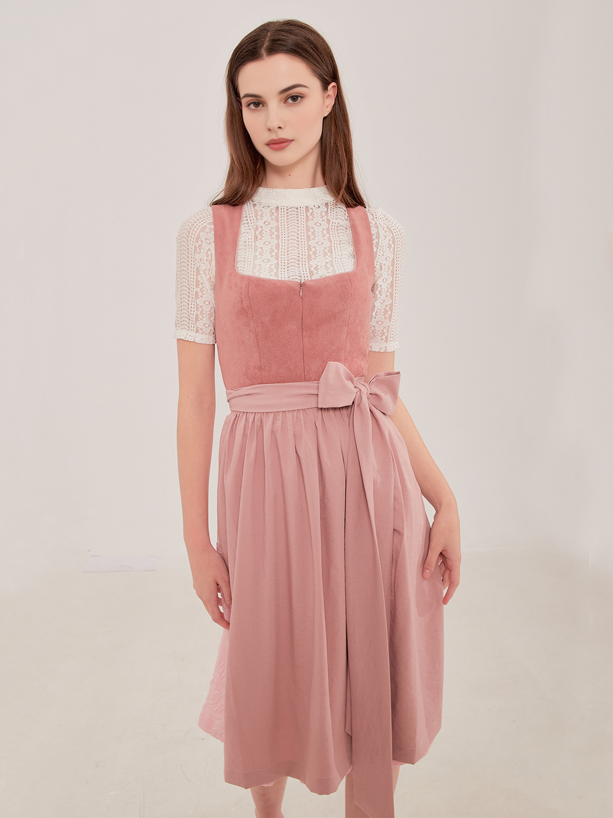 Dirndl-Bluse Langarm in Rosa