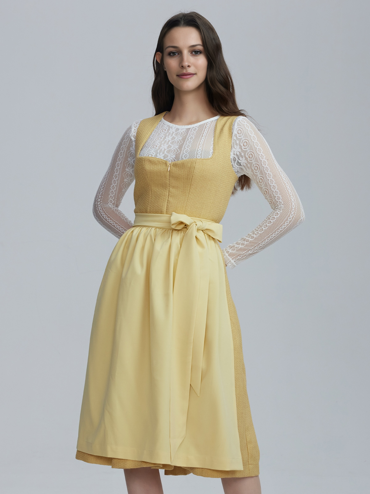 Samtdirndl Blau in eleganter Midi-Länge