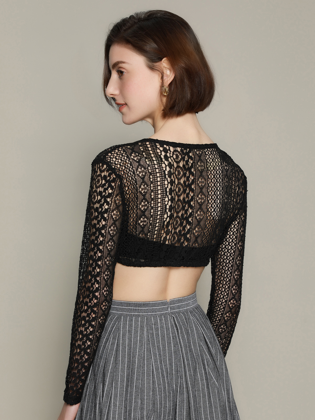 Dirndlbluse Langarm in Schwarz